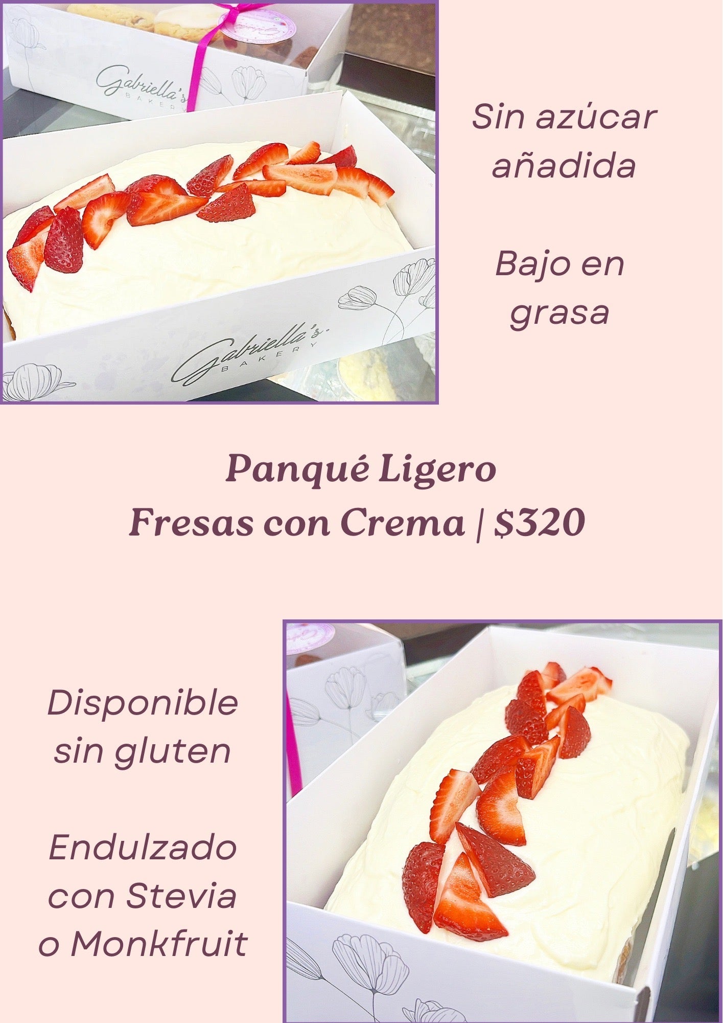 Panqué Ligero Fresas con Crema
